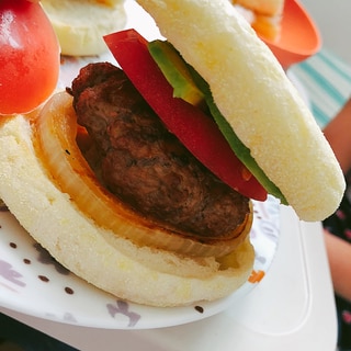 イングリッシュマフィンで☆色々入れた照り焼きバーガ